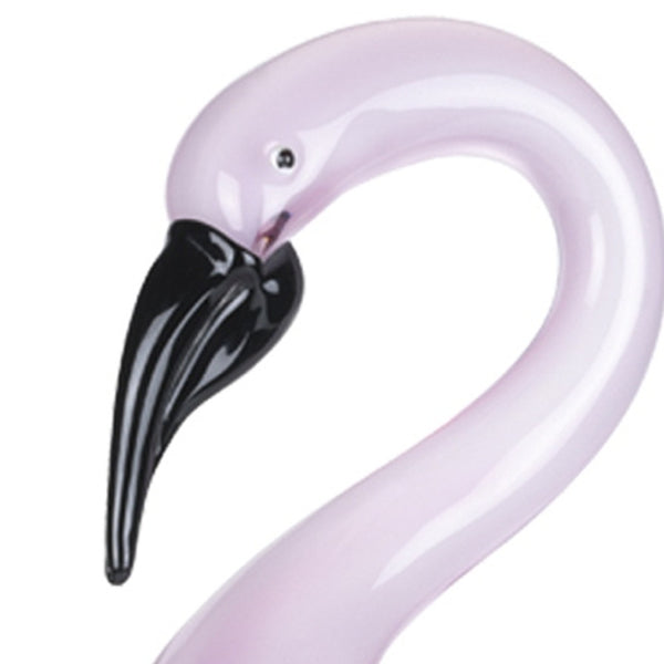 Homeroots 15" Pink Murano Glass Flamingo Figurine Tabletop Sculpture  Murano Glass 376109