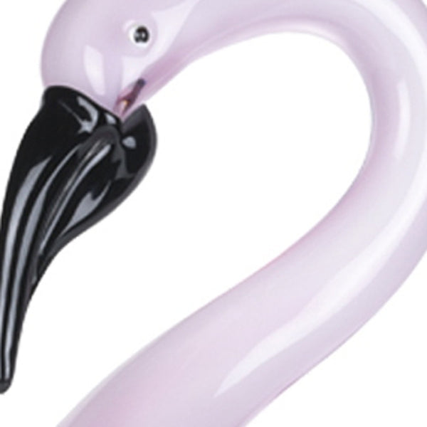 Homeroots 15" Pink Murano Glass Flamingo Figurine Tabletop Sculpture  Murano Glass 376109