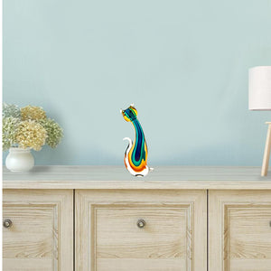 Homeroots 12" Clear Yellow Green Black Murano Glass Cat Figurine Tabletop Sculpture  Murano Glass 376110