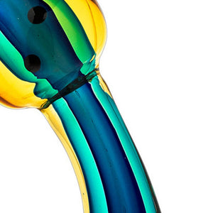 Homeroots 12" Clear Yellow Green Black Murano Glass Cat Figurine Tabletop Sculpture  Murano Glass 376110