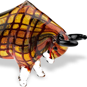Homeroots 9" Clear Brown And Black Murano Glass Bull Figurine Tabletop Sculpture  Murano Glass 376111