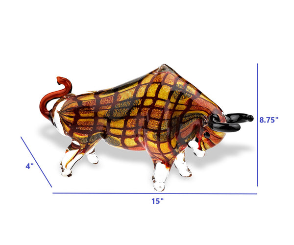 Homeroots 9" Clear Brown And Black Murano Glass Bull Figurine Tabletop Sculpture  Murano Glass 376111
