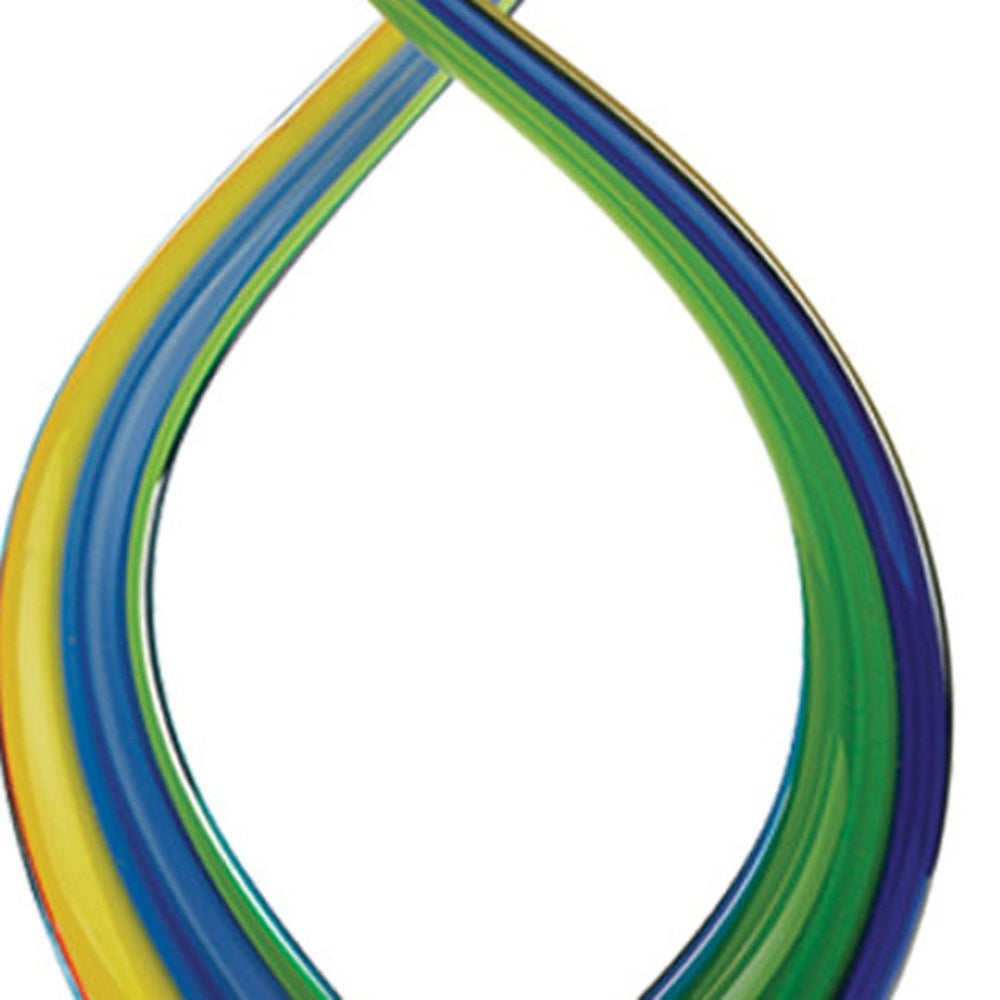 HomeRoots 16" Murano Glass Tabletop Sculpture – Vibrant Red, Blue, Yellow Abstract Art for Modern Decor 376112