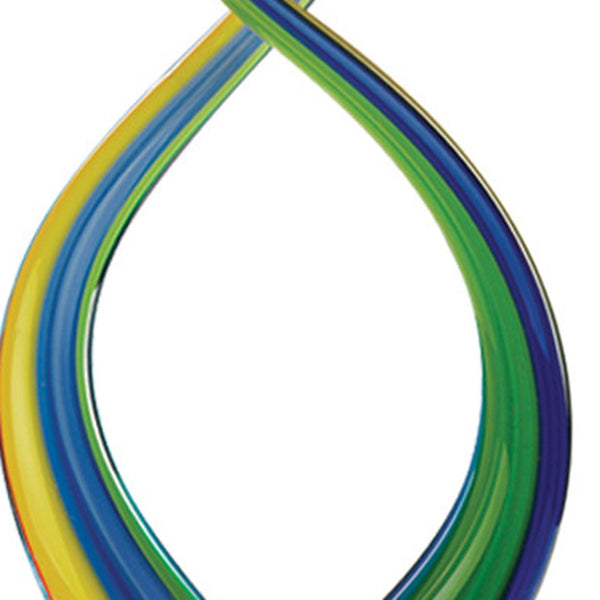 Homeroots 16" Clear Red Blue Yellow Murano Glass Modern Abstract Tabletop Sculpture  Murano Glass 376112
