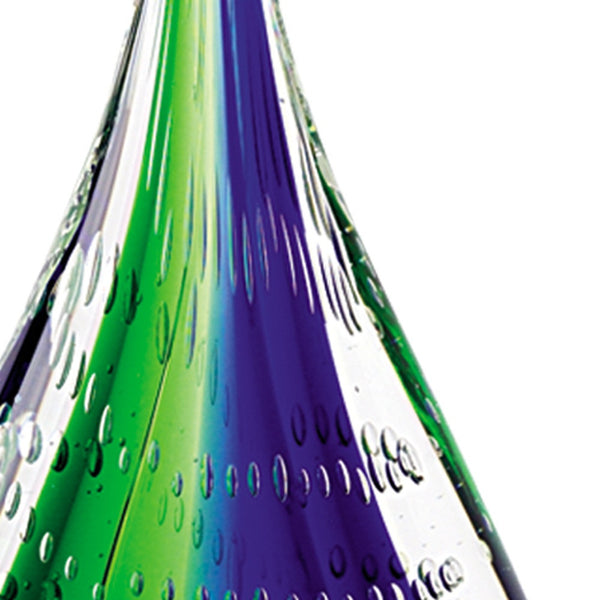 Homeroots 9" Clear Blue And Green Murano Glass Modern Abstract Tabletop Sculpture  Murano Glass 376116