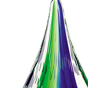 Homeroots 9" Clear Blue And Green Murano Glass Modern Abstract Tabletop Sculpture  Murano Glass 376116