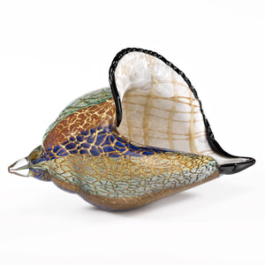 Homeroots 10" Gold Blue Green White Murano Glass Conch Shell Tabletop Sculpture  Murano Glass 376117