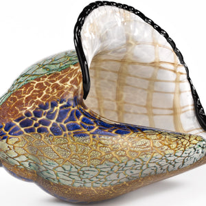Homeroots 10" Gold Blue Green White Murano Glass Conch Shell Tabletop Sculpture  Murano Glass 376117