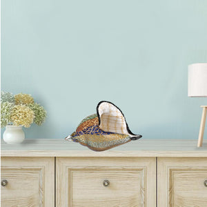 Homeroots 10" Gold Blue Green White Murano Glass Conch Shell Tabletop Sculpture  Murano Glass 376117