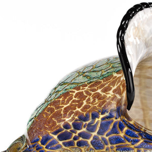 Homeroots 10" Gold Blue Green White Murano Glass Conch Shell Tabletop Sculpture  Murano Glass 376117