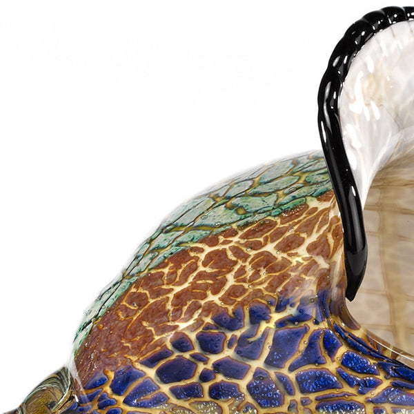 Homeroots 10" Gold Blue Green White Murano Glass Conch Shell Tabletop Sculpture  Murano Glass 376117