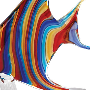 Homeroots 9" Blue And Red Murano Glass Fish Figurine Tabletop Sculpture  Murano Glass 376120
