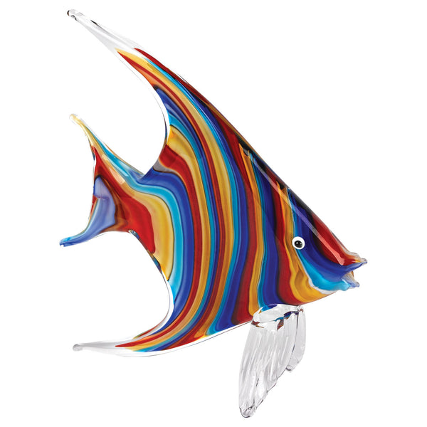 Homeroots 9" Blue And Red Murano Glass Fish Figurine Tabletop Sculpture  Murano Glass 376120