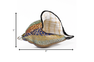 Homeroots 5" Gold Blue Green White Murano Glass Figurine Tabletop Sculpture  Murano Glass 376121