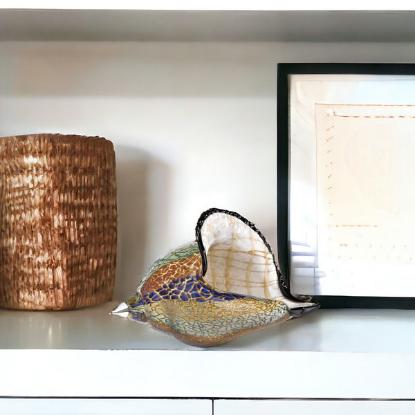 Homeroots 5" Gold Blue Green White Murano Glass Figurine Tabletop Sculpture  Murano Glass 376121