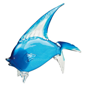 Homeroots 16" Blue Murano Glass Fish Figurine Tabletop Sculpture  Murano Glass 376122