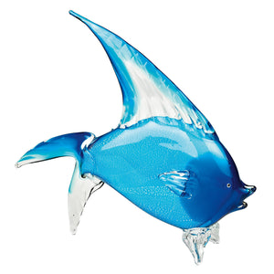 Homeroots 16" Blue Murano Glass Fish Figurine Tabletop Sculpture  Murano Glass 376122