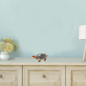 Homeroots 7" Clear Brown And Green Murano Glass Turtle Figurine Tabletop Sculpture  Murano Glass 376123