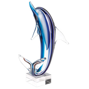 Homeroots 14" Blue Murano Glass Dolphin Figurine Tabletop Sculpture  Murano Glass 376128