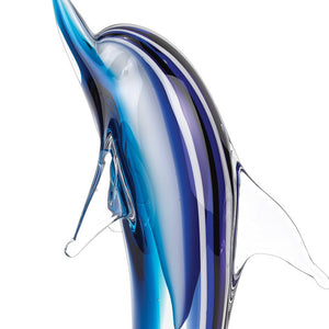 Homeroots 14" Blue Murano Glass Dolphin Figurine Tabletop Sculpture  Murano Glass 376128