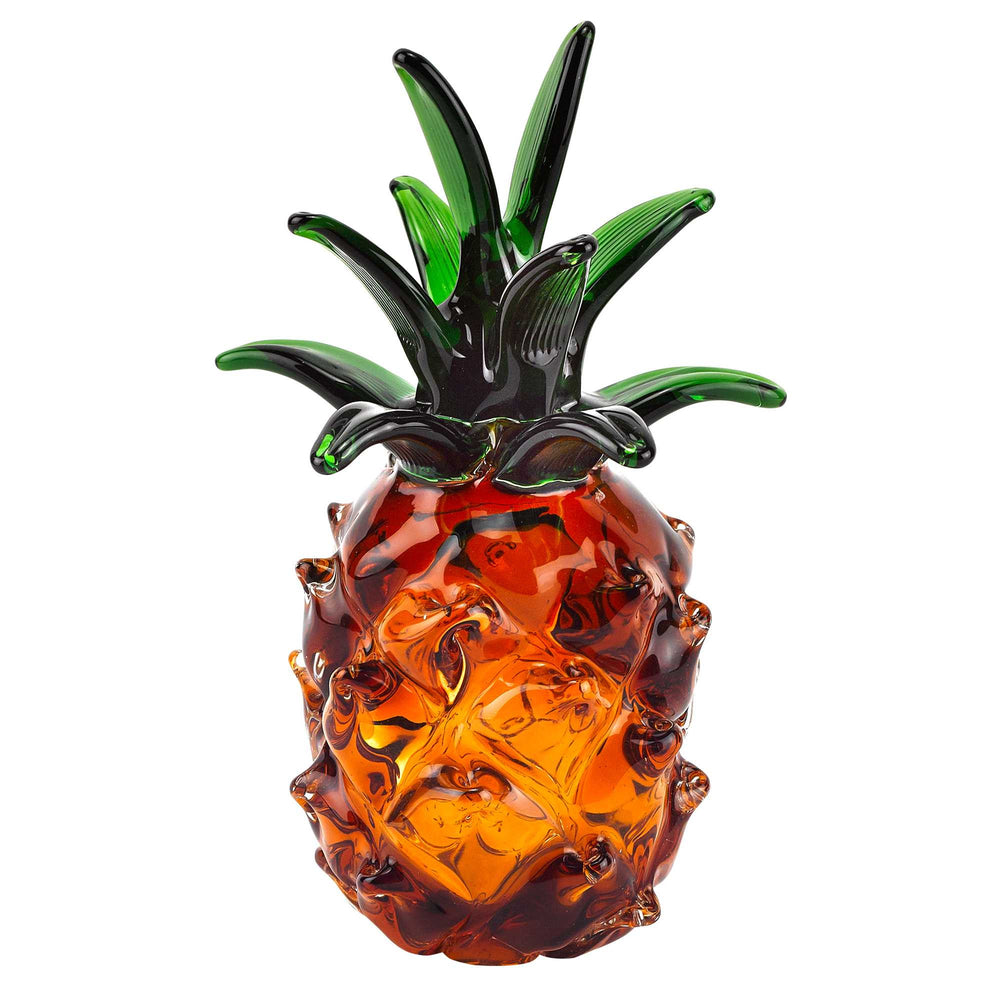 Homeroots 9" Orange Murano Glass Pineapple Statue Tabletop Sculpture  Murano Glass 376132