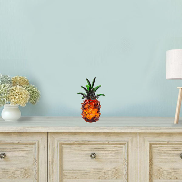 Homeroots 9" Orange Murano Glass Pineapple Statue Tabletop Sculpture  Murano Glass 376132