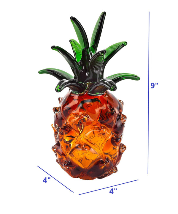Homeroots 9" Orange Murano Glass Pineapple Statue Tabletop Sculpture  Murano Glass 376132