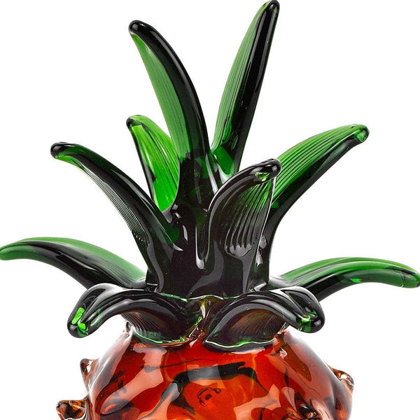 Homeroots 9" Orange Murano Glass Pineapple Statue Tabletop Sculpture  Murano Glass 376132
