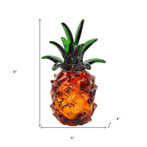Homeroots 9" Orange Murano Glass Pineapple Statue Tabletop Sculpture  Murano Glass 376132