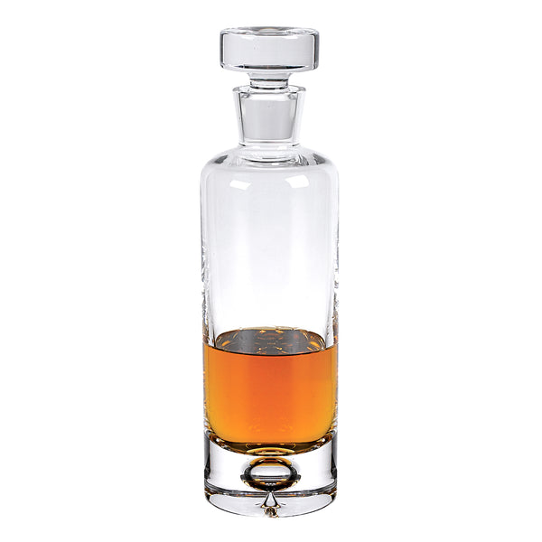 Homeroots Mouth Blown European Crystal Round Decanter 28 Oz   376141