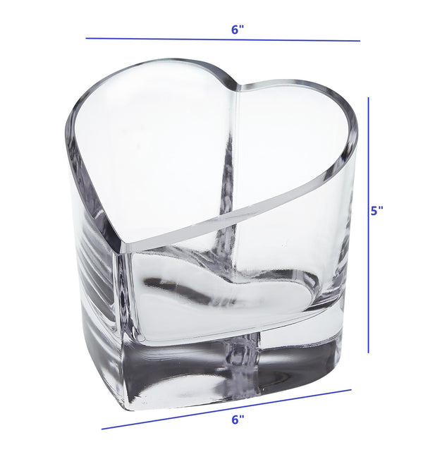 Homeroots 5" Clear Mouth Blown European Crystal Heart Bowl   376145