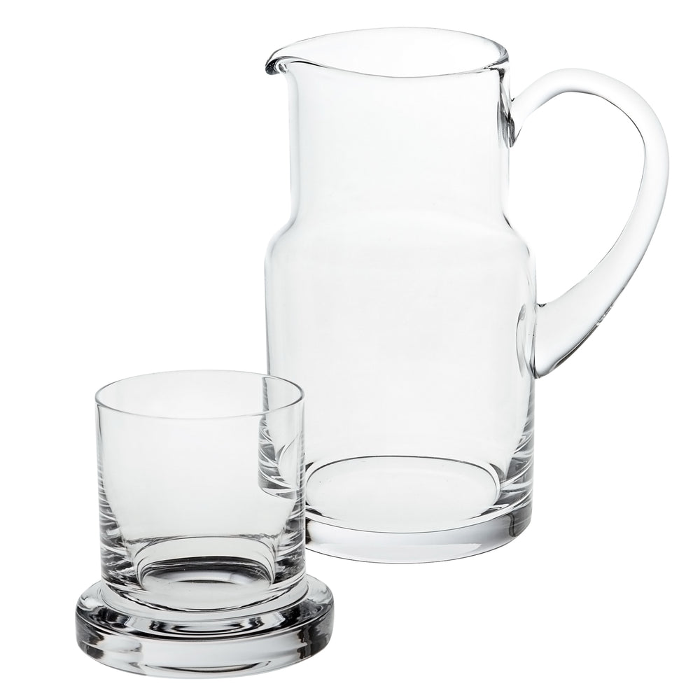 Homeroots 8 Mouth Blown Glass 2 Pc Bedside Or Desktop Carafe Set  24 Oz   376148