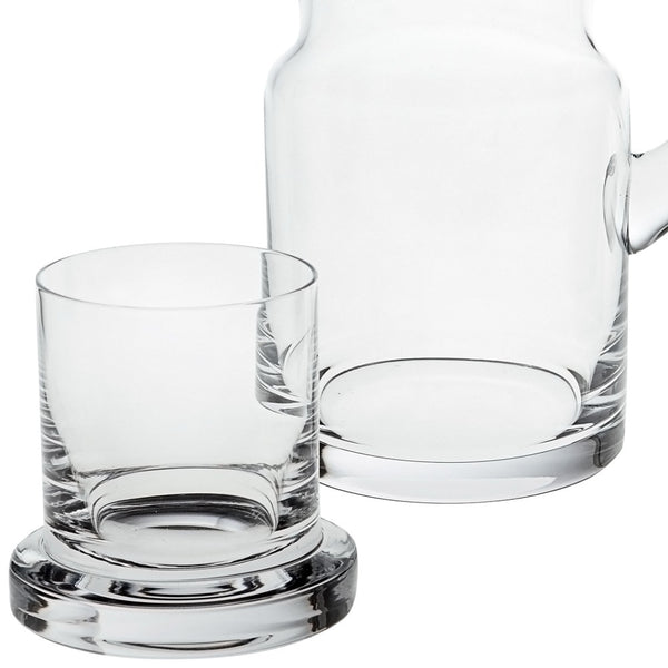 Homeroots 8 Mouth Blown Glass 2 Pc Bedside Or Desktop Carafe Set  24 Oz   376148