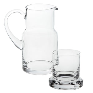 Homeroots 8 Mouth Blown Glass 2 Pc Bedside Or Desktop Carafe Set  24 Oz   376148