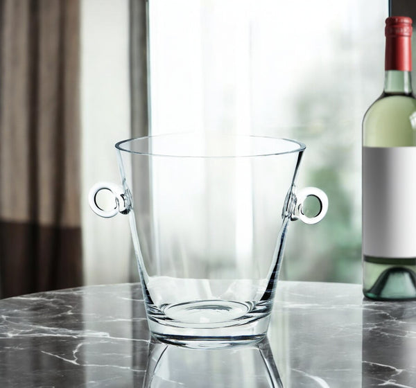 Homeroots 8 Mouth Blown European Glass Ice Bucket Or Cooler   376149