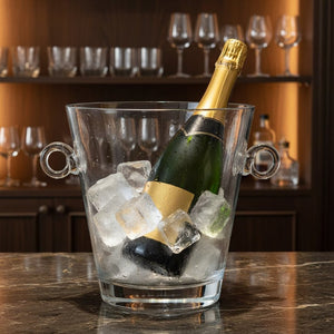 HomeRoots 9" Clear Mouth Blown Crystal Ice Bucket - Elegant Handmade Design for Chilling Drinks at Any Event 376150