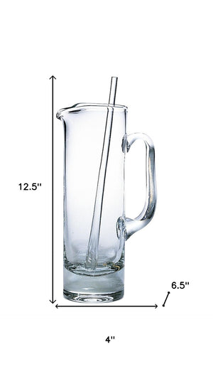 HomeRoots 13" Clear Lead-Free Crystal Martini Pitcher & Stirrer Set – Elegant Handcrafted Design for Entertaining 376151