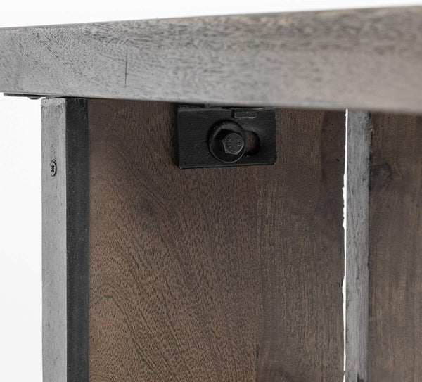 Homeroots Rectangular Indian Mango Woodbrown Tone Finish W Metal Cladding On The Base Dining Bench  Wood 376174