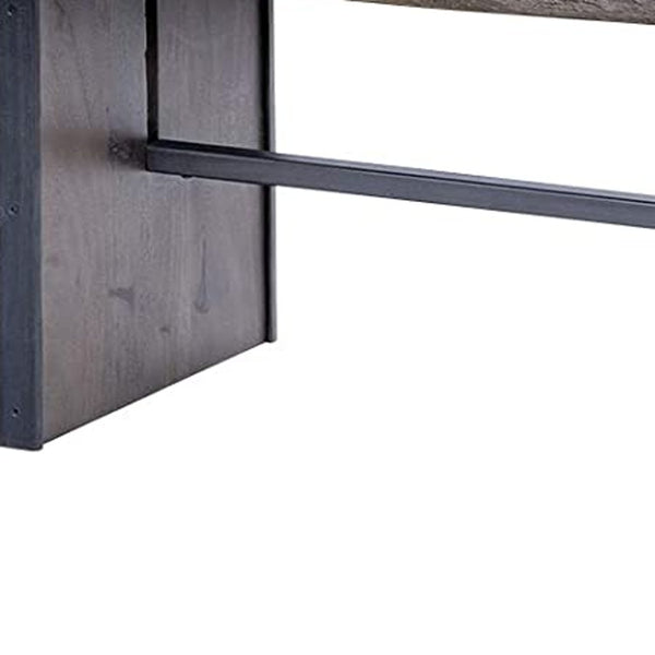 Homeroots Rectangular Indian Mango Woodbrown Tone Finish W Metal Cladding On The Base Dining Bench  Wood 376174