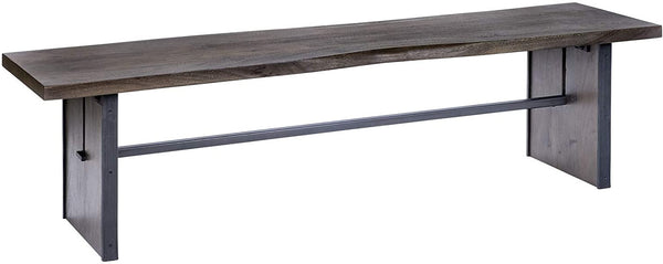 Homeroots Rectangular Indian Mango Woodbrown Tone Finish W Metal Cladding On The Base Dining Bench  Wood 376174