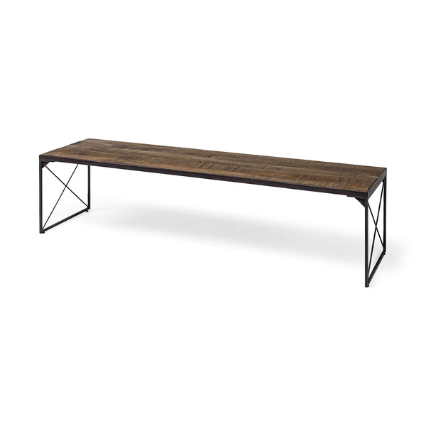 Homeroots Rectangular Mango Woodmedium Brown Top And Black Iron Base Accent Bench  Wood 376175