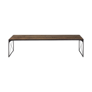 HomeRoots Rectangular Mango Wood Accent Bench with Black Iron Base - Stylish Seating for Any Space! 376175
