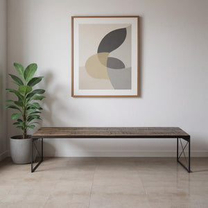 HomeRoots Rectangular Mango Wood Accent Bench with Black Iron Base - Stylish Seating for Any Space! 376175
