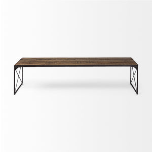 Homeroots Rectangular Mango Woodmedium Brown Top And Black Iron Base Accent Bench  Wood 376175