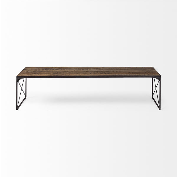 Homeroots Rectangular Mango Woodmedium Brown Top And Black Iron Base Accent Bench  Wood 376175