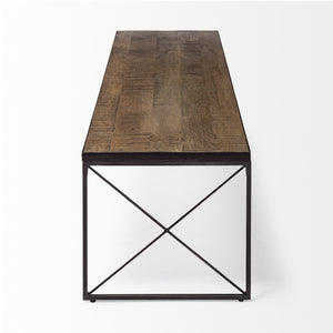 Homeroots Rectangular Mango Woodmedium Brown Top And Black Iron Base Accent Bench  Wood 376175