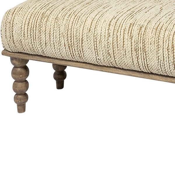 HomeRoots 55" Cream Upholstered Bench with Wood Brown Frame - Stylish Storage Seating for Entryways & More 376176