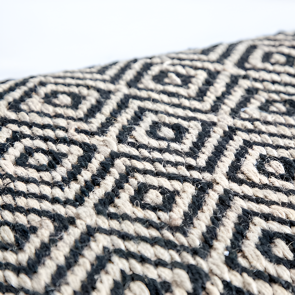 Homeroots 56" Black And White And Gray Upholstered Cotton Blend Trellis Bench  Manufactured Wood 376178