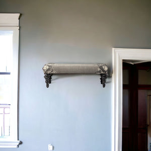 Homeroots 55" Gray And Black Upholstered Cotton Blend Floral Distressed Bench  Manufactured Wood 376181