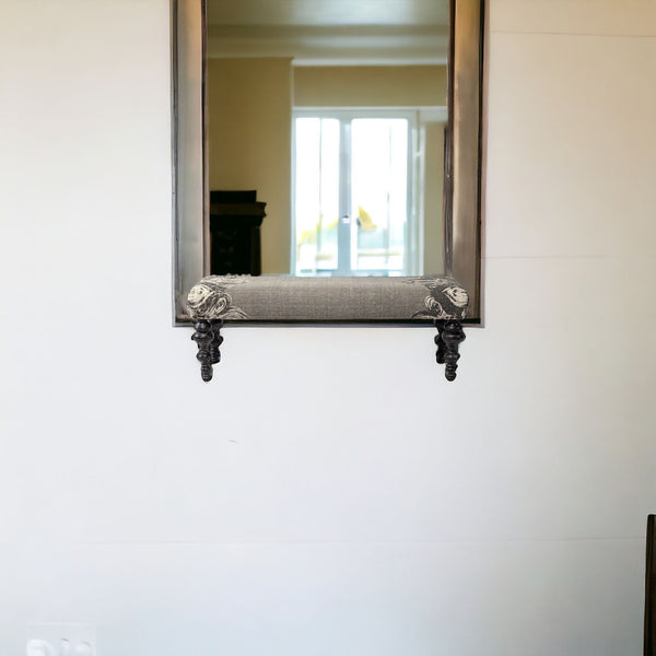 Homeroots 55" Gray And Black Upholstered Cotton Blend Floral Distressed Bench  Manufactured Wood 376181